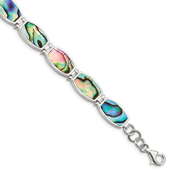 925 Sterling Silver Abalone Bracelet 7.25